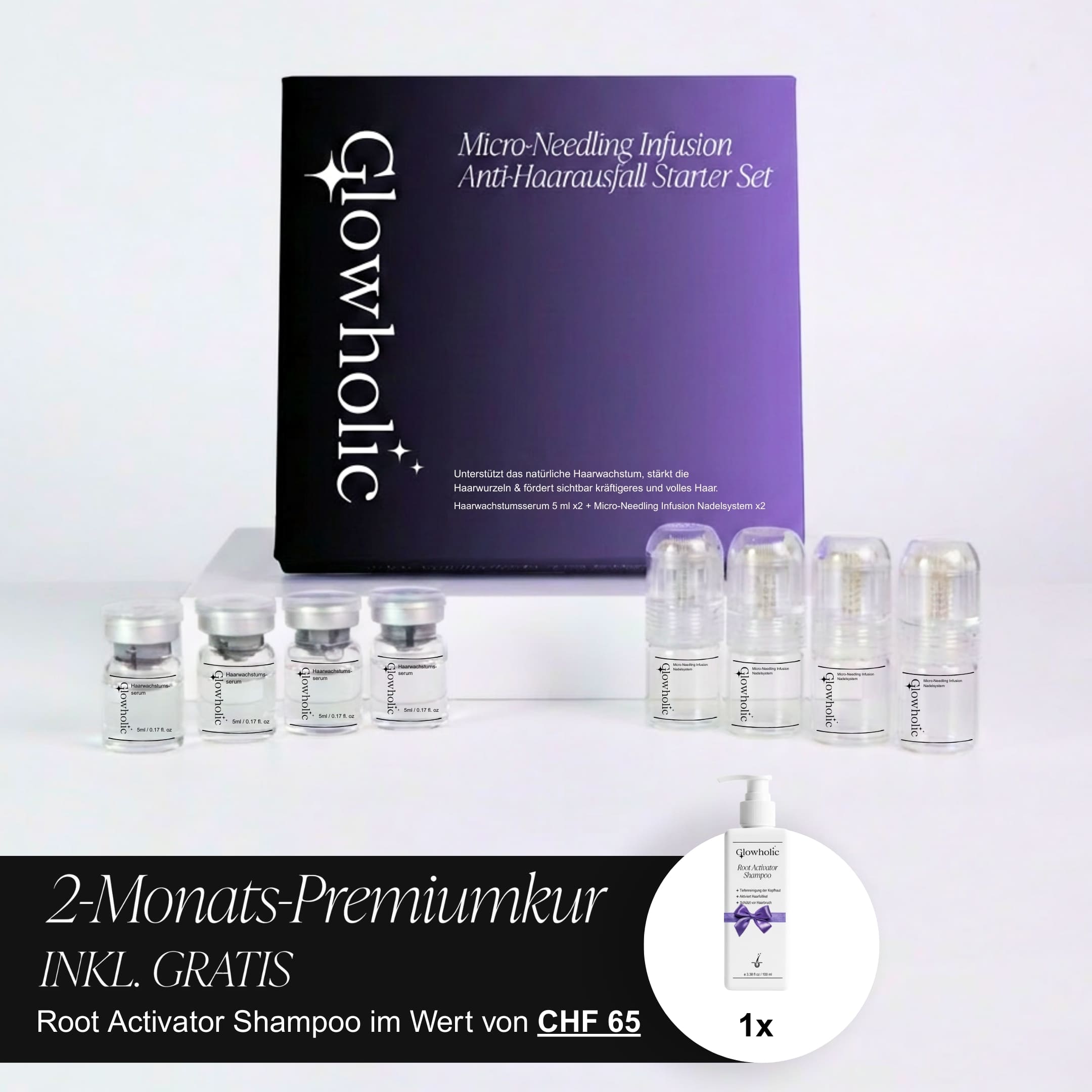 Glowholic - Anti-Haarausfall Starter Set - Micro-Needling Infusion für zuhause
