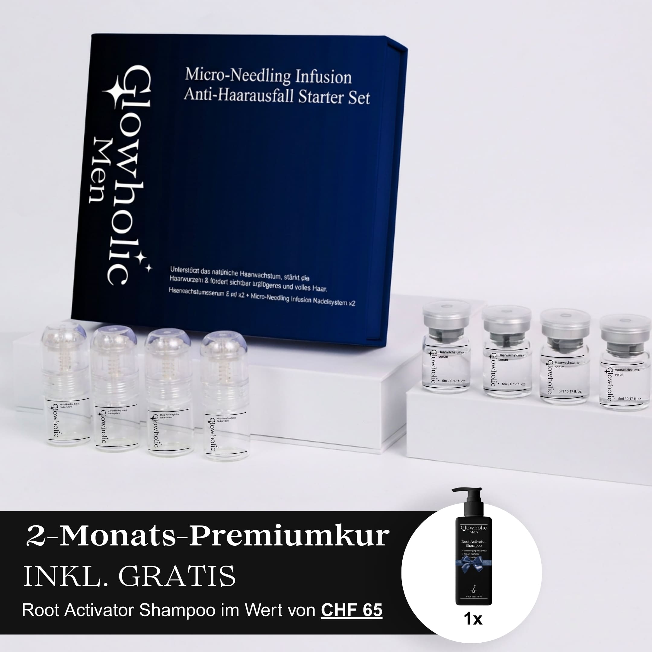 Glowholic Men - Anti-Haarausfall Starter Set - Micro-Needling Infusion für zuhause